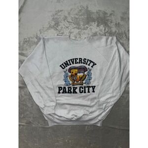 Vintage Hanes University Park City Skiing Sweatshirt White XL Made in USA